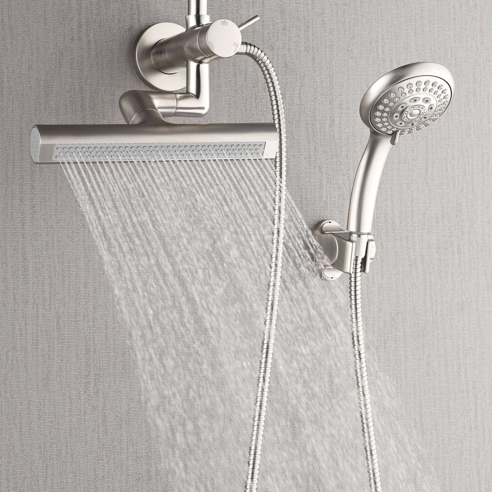 Forno Acqua AcquaFALL Mini 8 Inch Shower Head, Brushed Nickel Finish, Overhead Rainfall Shower, Handheld Shower Head, Body Jets, 2.5 GPM Flow Rate - SMW2BN-C2