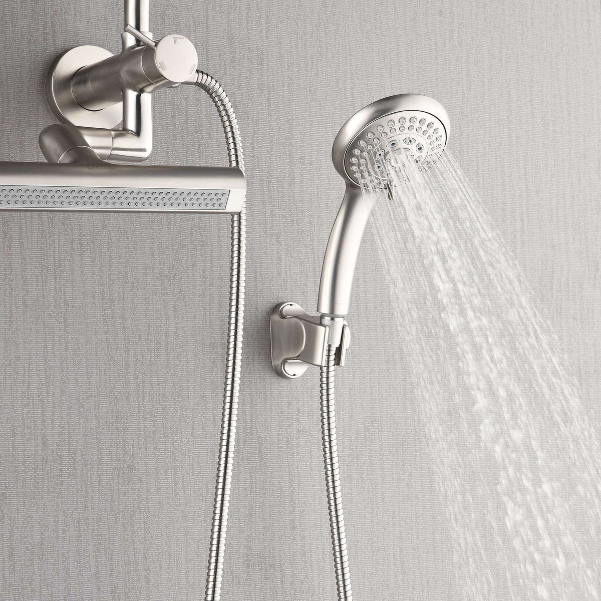 Forno Acqua AcquaFALL Mini 8 Inch Shower Head, Brushed Nickel Finish, Overhead Rainfall Shower, Handheld Shower Head, Body Jets, 2.5 GPM Flow Rate - SMW2BN-C2