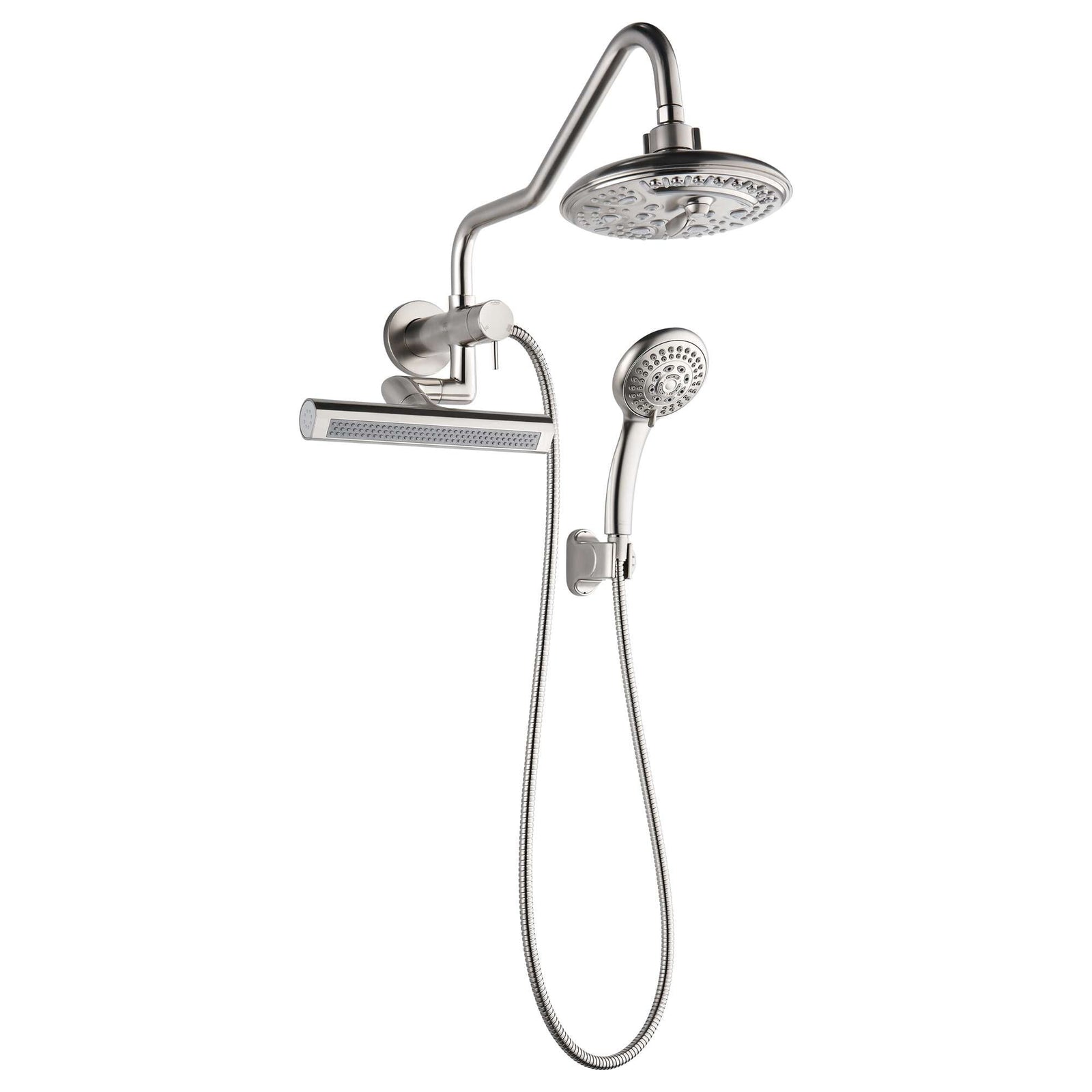 Forno Acqua AcquaFALL Mini 8 Inch Shower Head, Brushed Nickel Finish, Overhead Rainfall Shower, Handheld Shower Head, Body Jets, 2.5 GPM Flow Rate - SMW2BN-C2