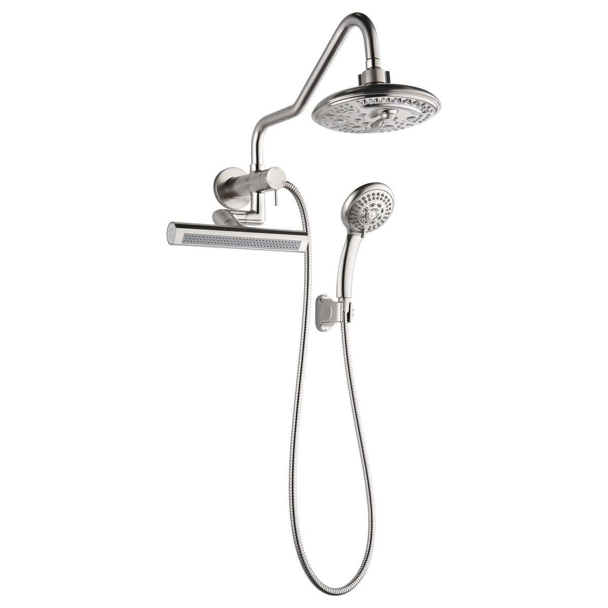 Forno Acqua AcquaFALL Mini 8 Inch Shower Head, Brushed Nickel Finish, Overhead Rainfall Shower, Handheld Shower Head, Body Jets, 1.8 GPM Flow Rate - SMW2BN-C8