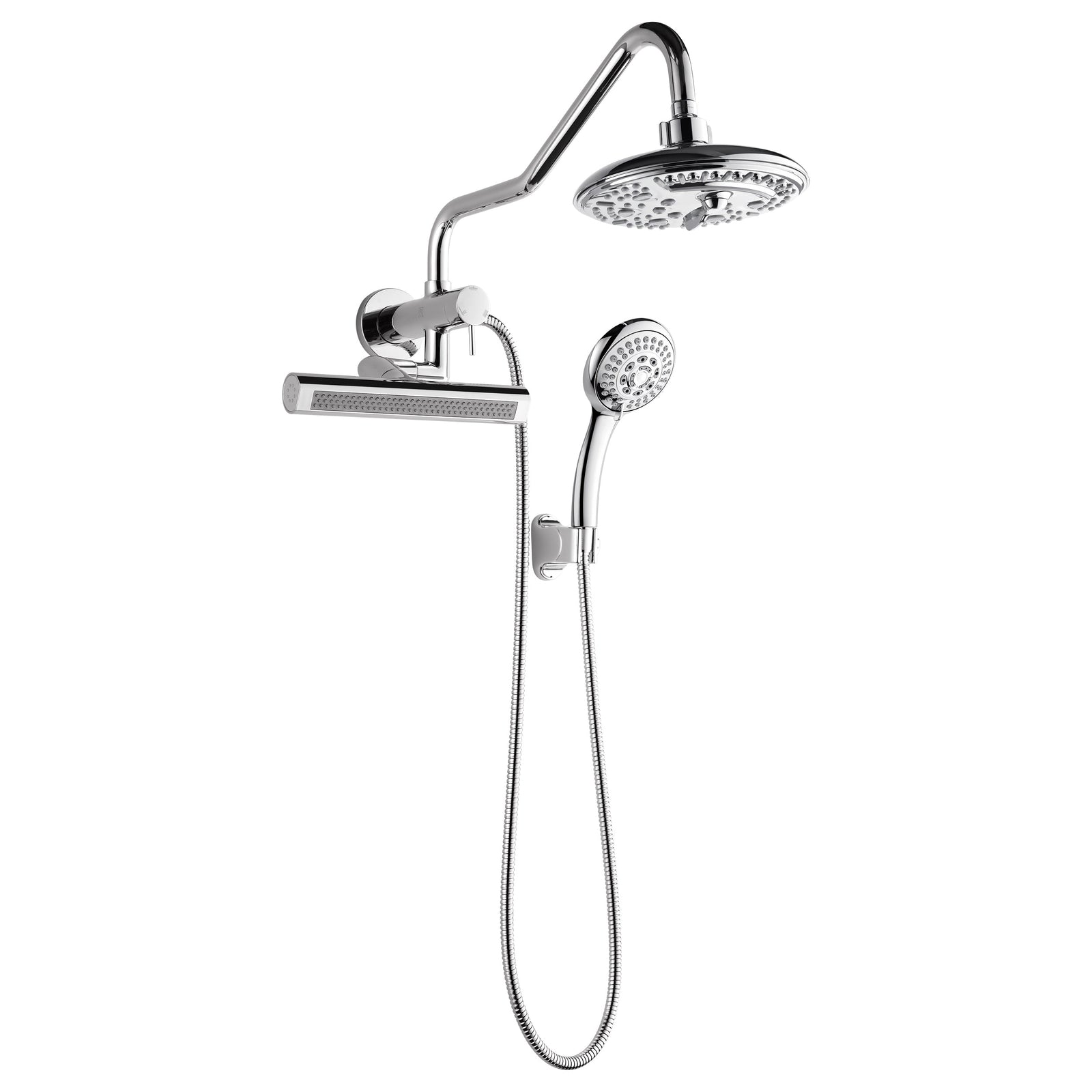 Forno Acqua AcquaFALL Mini 8 Inch Shower Head, Polished Stainless Steel Finish, Overhead Rainfall Shower, Handheld Shower Head, Body Jets, 2.5 GPM Flow Rate - SMW2CP-C2