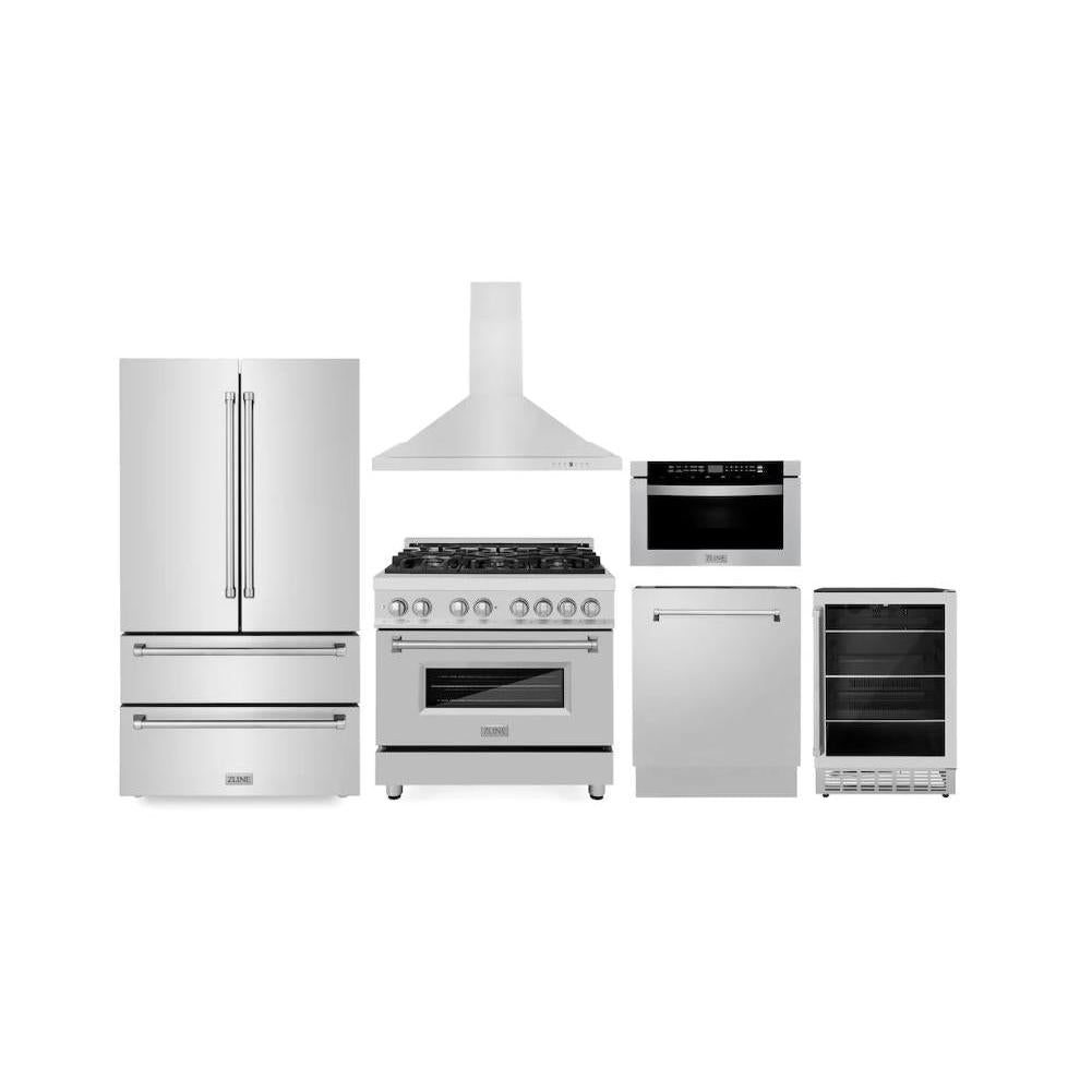 ZLINE 36-inch kitchen package 6KPR-RARH36-MWDWV-RBV