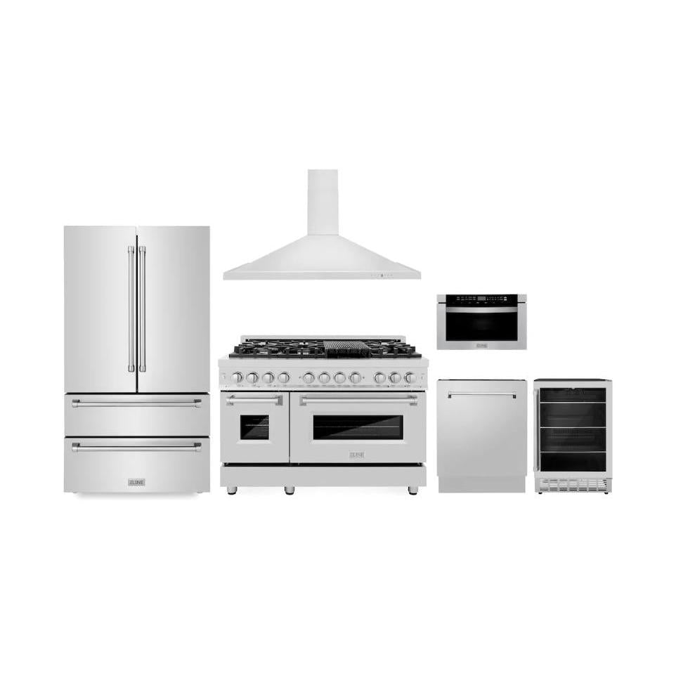 ZLINE 48-inch kitchen package 6KPR-RARH48-MWDWV-RBV
