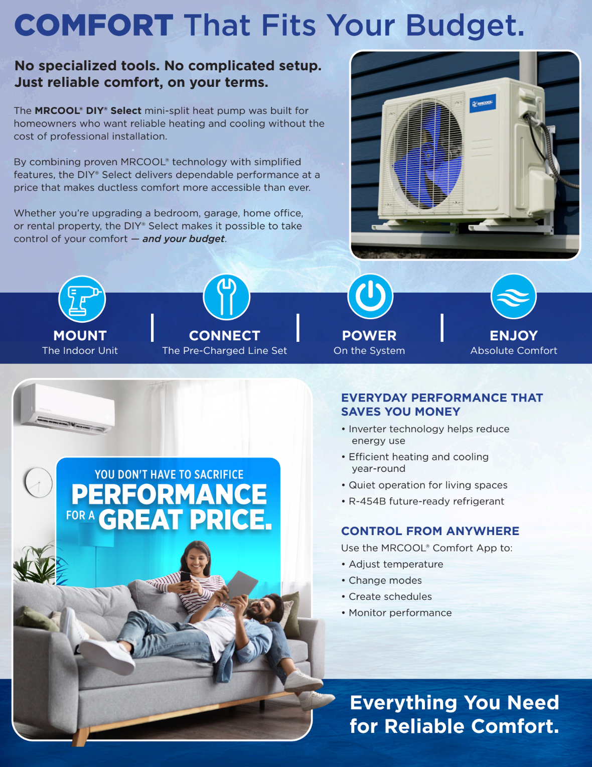 MRCOOL DIY Select 12K 12,000 BTU 17.5 SEER2 Single Zone Mini Split System with 11.5 ft. DIY Line Set  - R454B - 115V