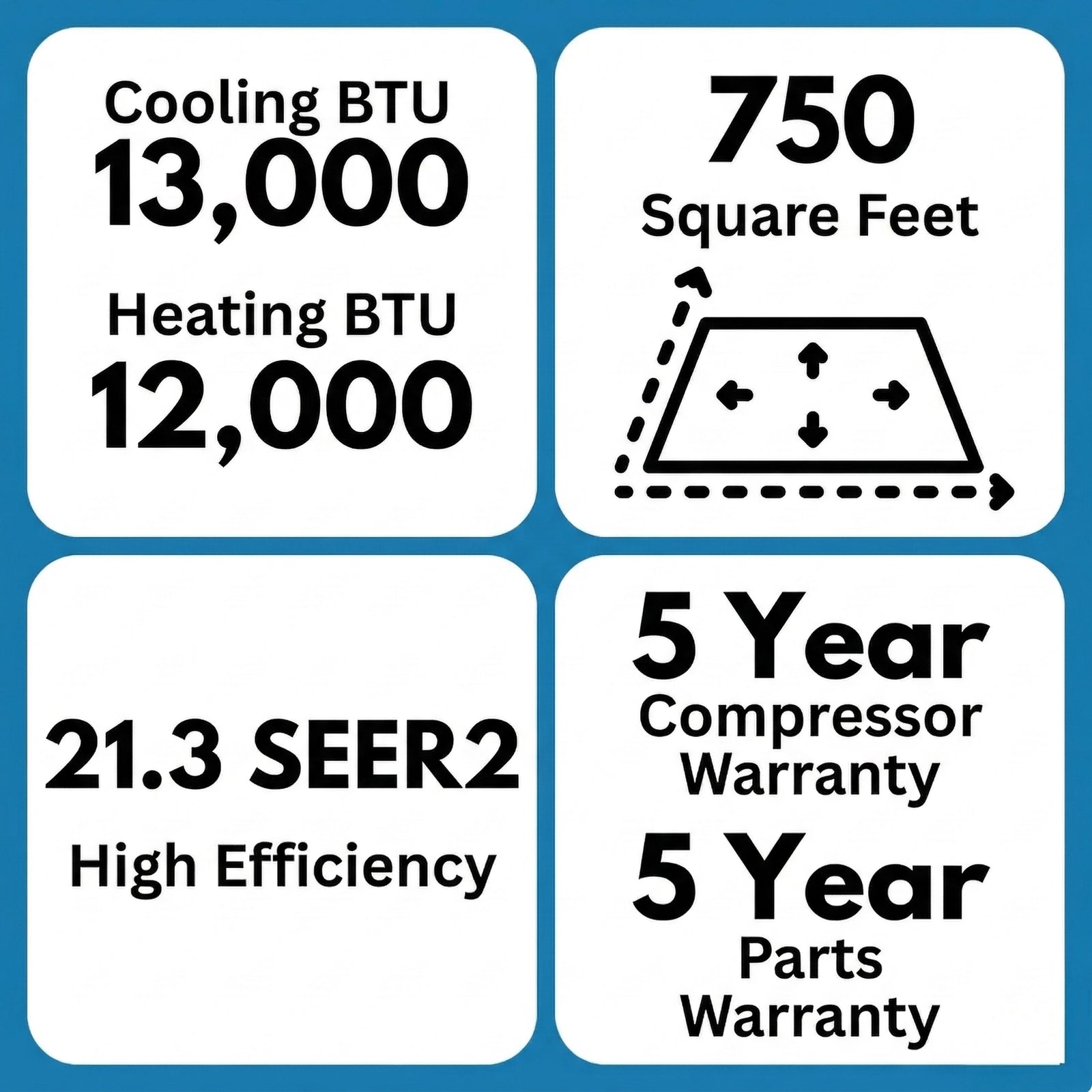 Senville LETO 12,000 BTU 21.3 SEER2 Single Zone Ductless Mini Split - 230V