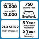 Senville LETO 12,000 BTU 21.3 SEER2 Single Zone Ductless Mini Split - 230V