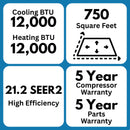 Senville LETO 12,000 BTU  21.2 SEER2 Single Zone Ductless Mini Split - 115V