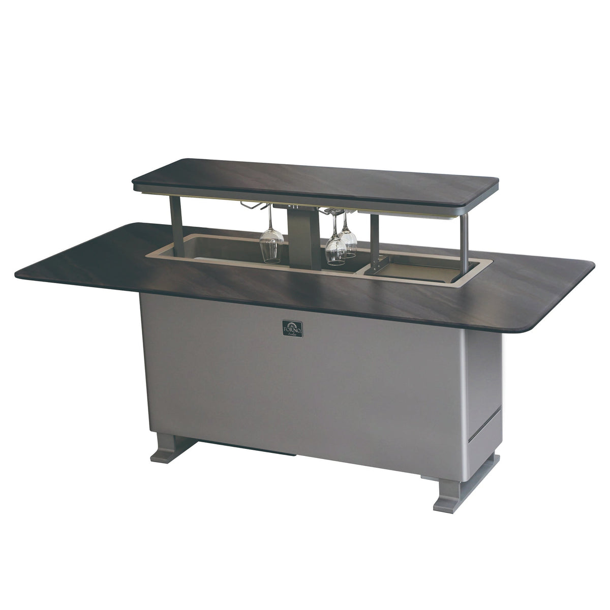 Forno Elevato Smart Bar Table, Midnight Marble, 5.3 cu.ft fridge and freezer with Bluetooth control - FBTFR7037-72GRY