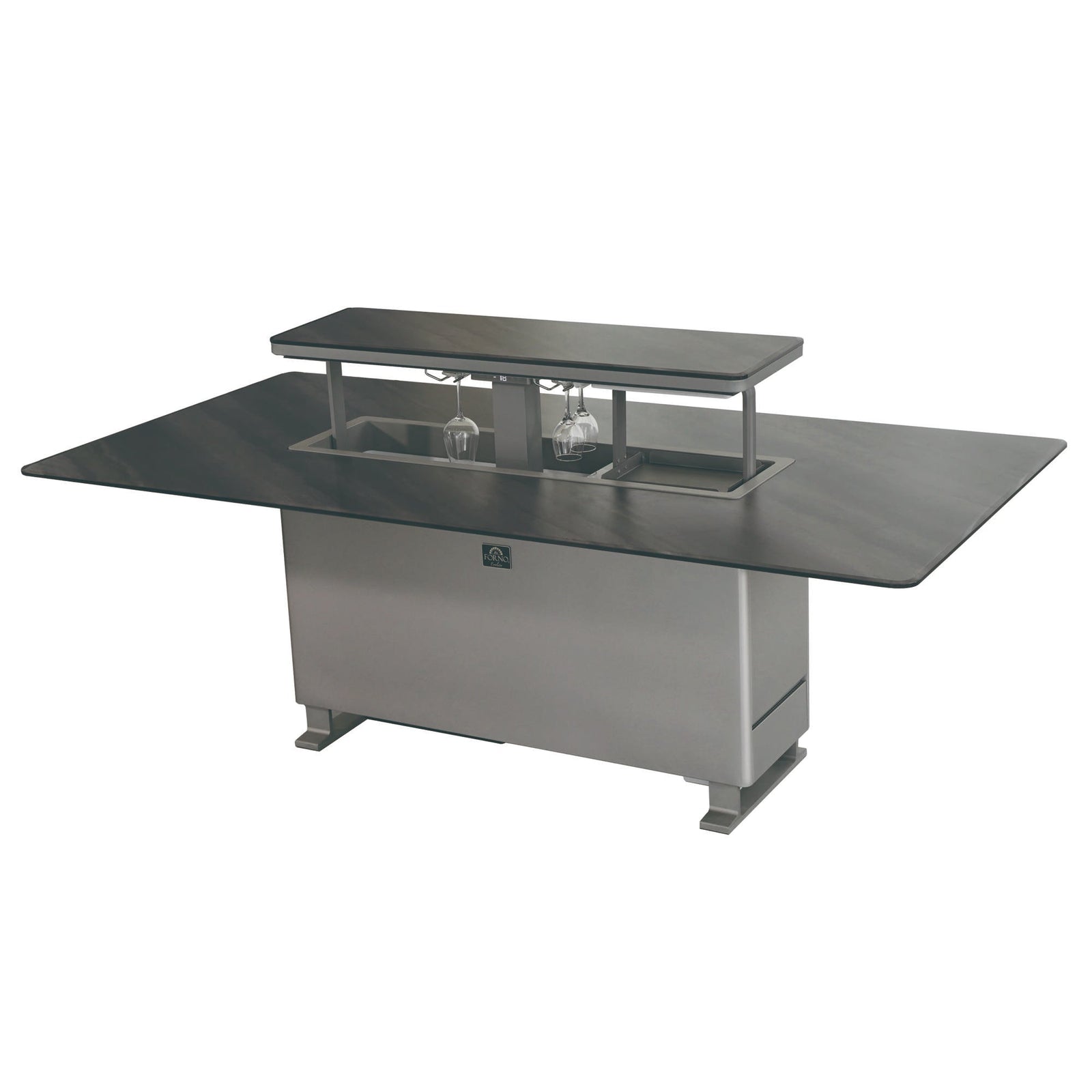 Forno Cinetico Smart Dining Table, Midnight Marble, 5.3 cu.ft fridge and freezer with Bluetooth control - FDTFR7044-86GRY
