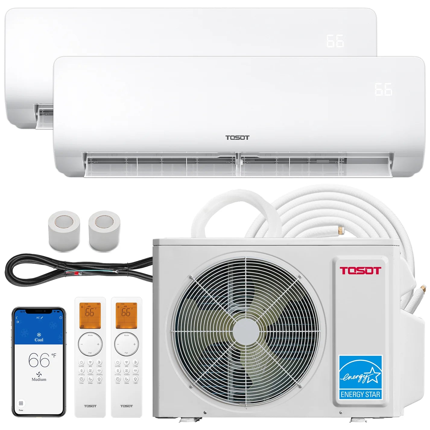 TOSOT 18,000 (9K+9K) BTU 21 SEER2 Dual Zone Mini Split Air Conditioner Heat Pump - 230V