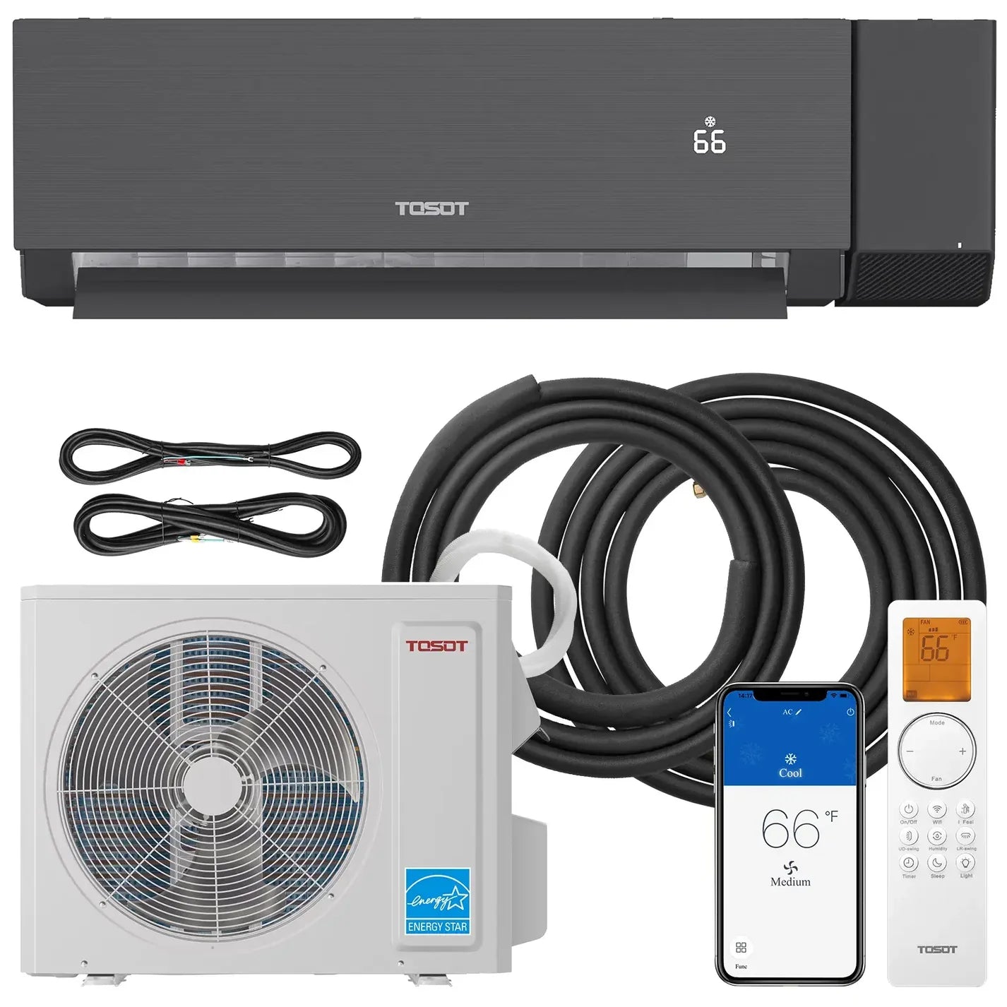 TOSOT Aoraki 24,000 BTU 23.5 SEER2 Heat Pump Mini Split AC w/ERV System Black Color