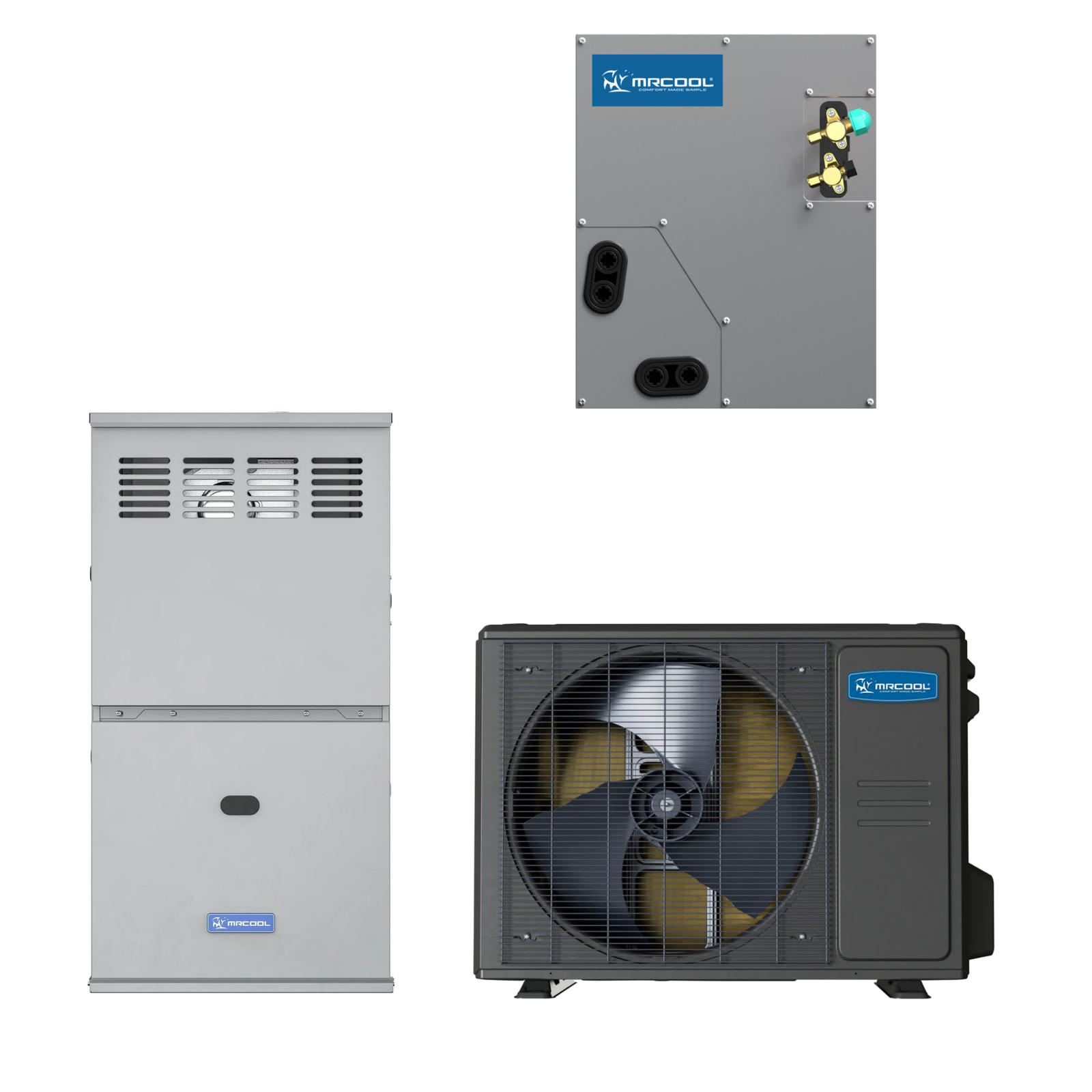 MRCOOL 2.5 Ton Central Universal Air Conditioner and 80% AFUE, 80K BTU 17.5" Gas Furnace Split System - Upflow, Horizontal, or Downflow