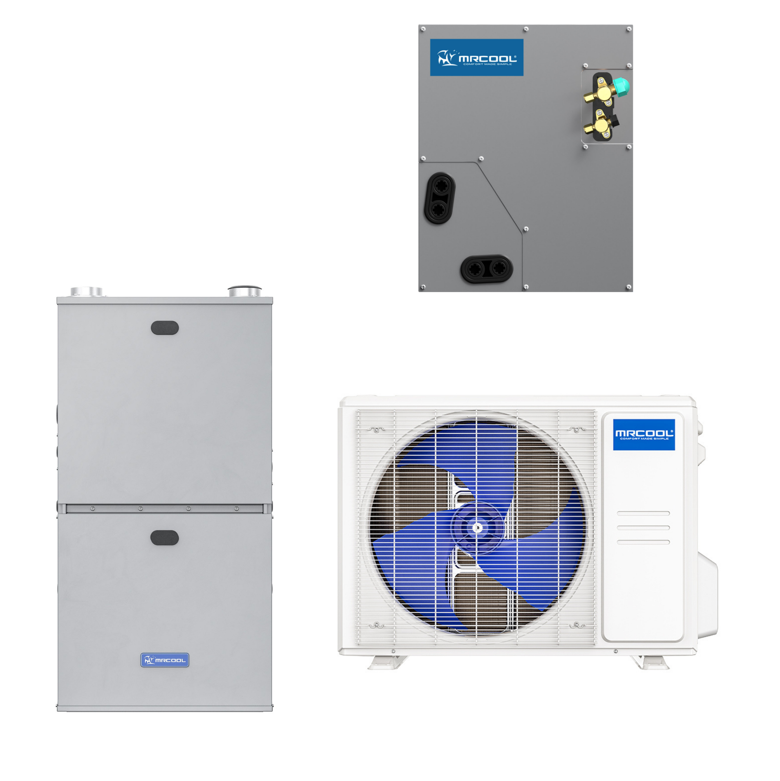 MRCOOL 2 Ton Central VersaPro Air Conditioner and 96% AFUE, 60K BTU 17.5" Gas Furnace Split System - Upflow or Horizontal