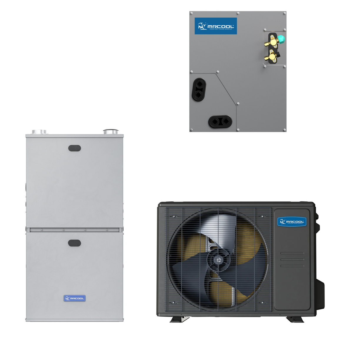 MRCOOL 3 Ton Central Universal Air Conditioner and 96% AFUE, 80K BTU 17.5" Gas Furnace Split System - Upflow or Horizontal