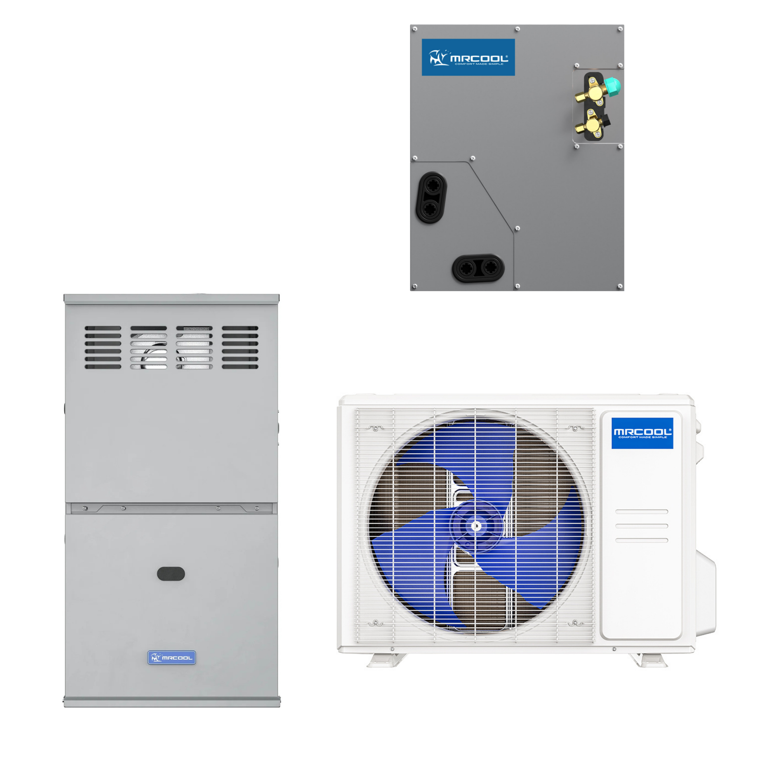 MRCOOL 3 Ton Central Hyper Heat Air Conditioner and 80% AFUE, 60K BTU 17.5" Gas Furnace Split System - Upflow, Horizontal, or Downflow