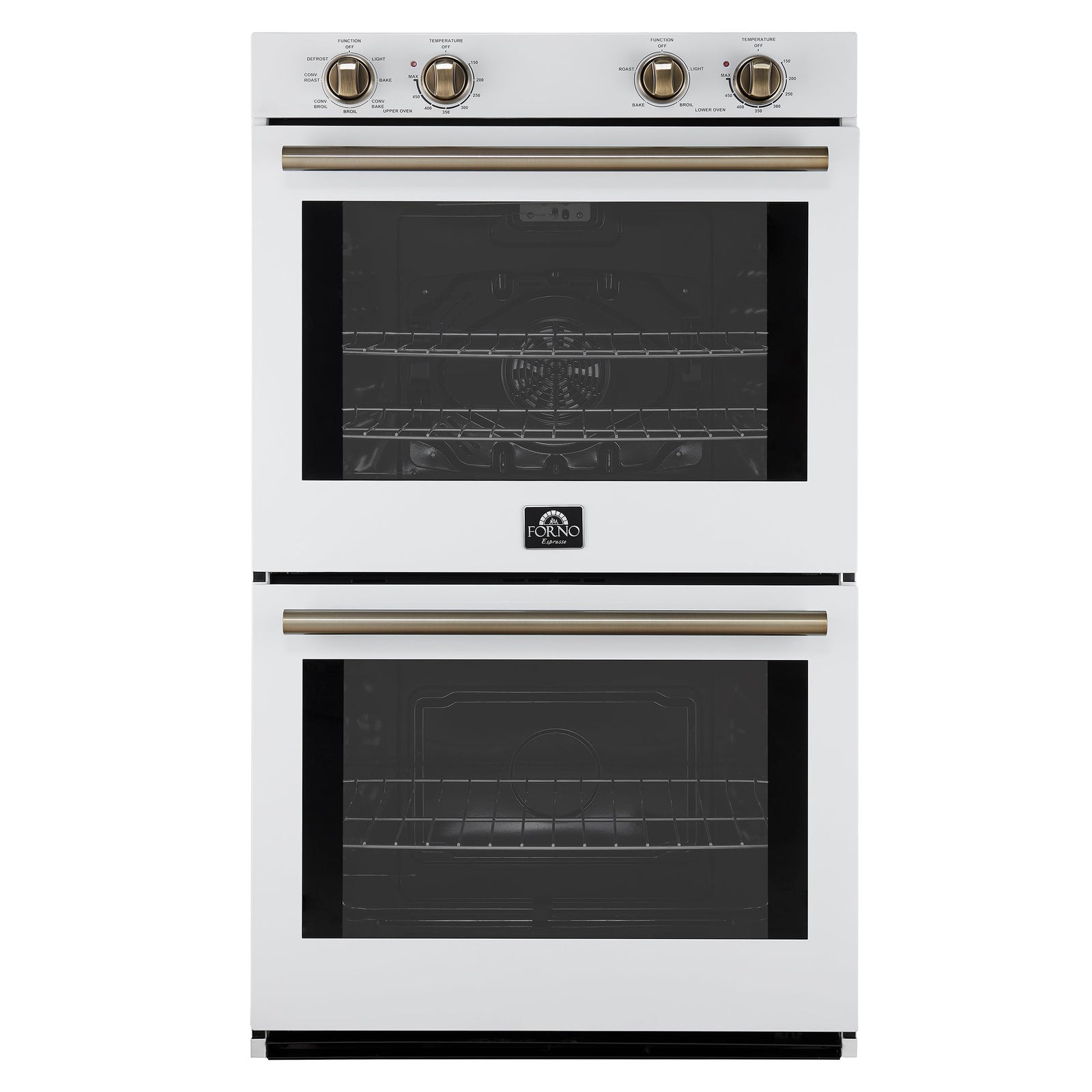 Forno Vomero 30-Inch Double Wall Oven, White, 10 cu.ft Total Capacity, 7100W Convection, Mechanical Controls, Manuel Steam Clean - FBOEL1324-30WHT