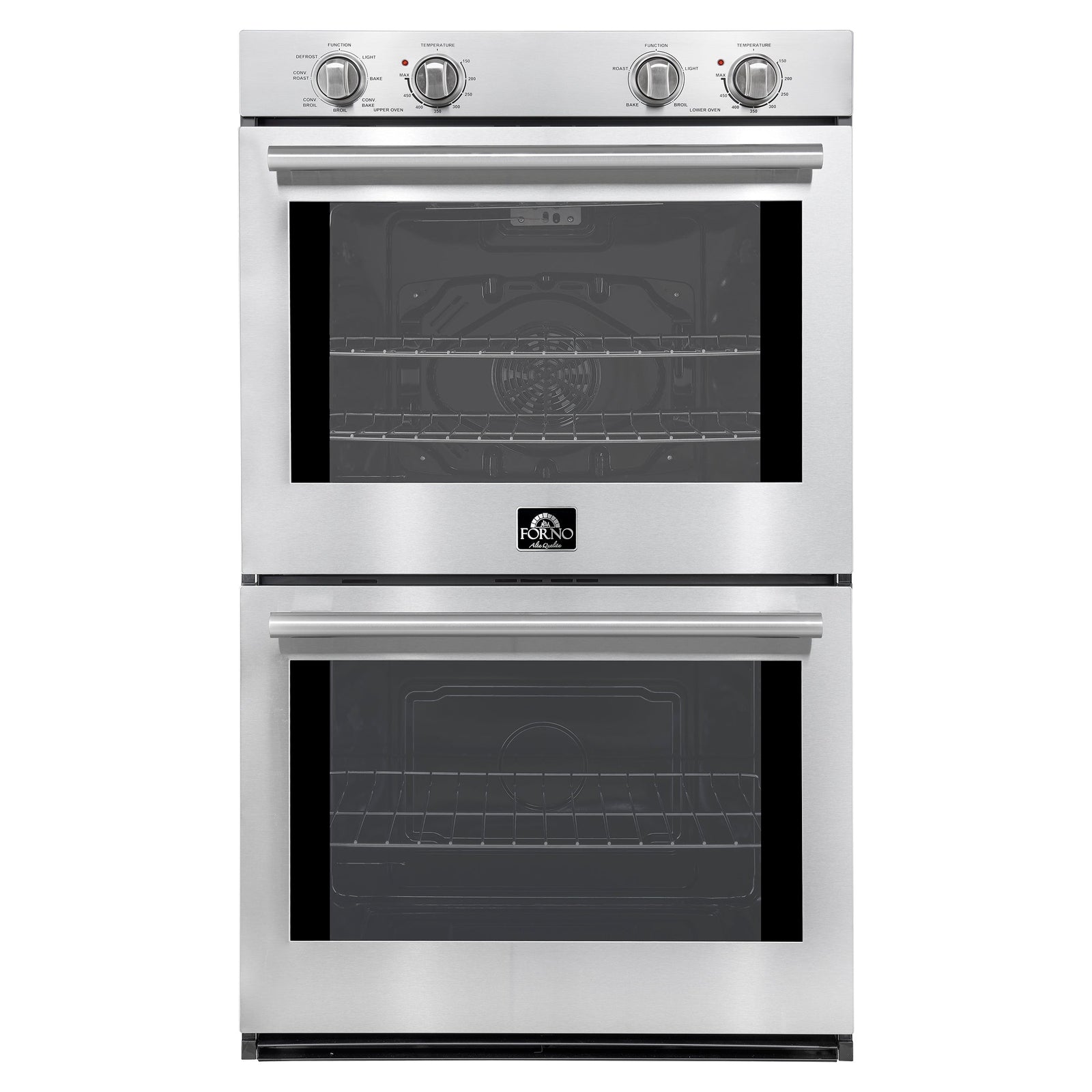Forno Vomero 30-Inch Double Wall Oven, Stainless Steel, 10 cu.ft Total Capacity, 7100W Convection, Mechanical Controls, Self-Cleaning Function - FBOEL1324-30