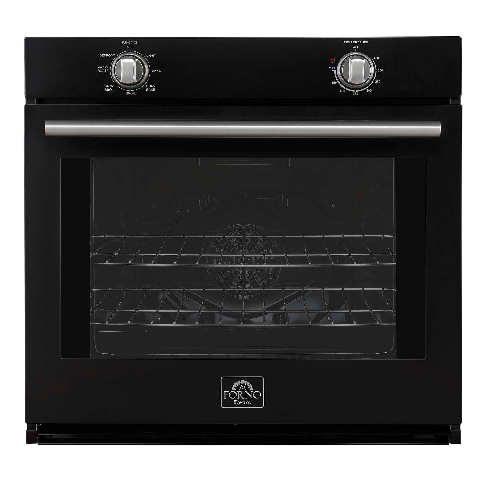 Forno Vomero 30-Inch Wall Oven, Black, 5 cu.ft Capacity, 3550 Watts Convection, Mechanical Controls, Manuel Steam Clean - FBOEL1370-30BLK
