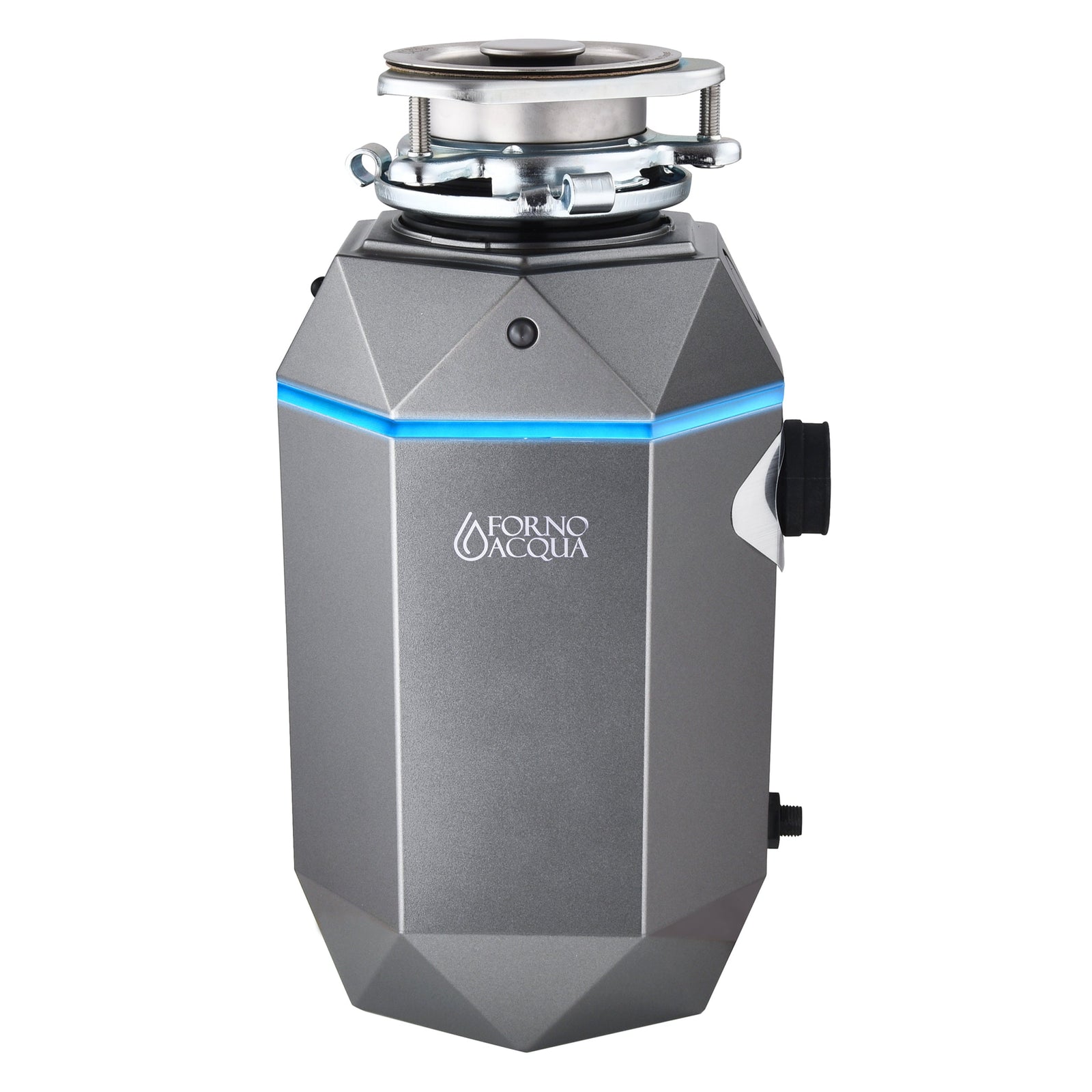 Forno Acqua BrightDIAMOND Black Onyx 3/4HP Super Quiet Garbage Disposal Corded with Motion Sensor Cabinet Light & Pre-Wired Air Switch - WDD075TA1BO