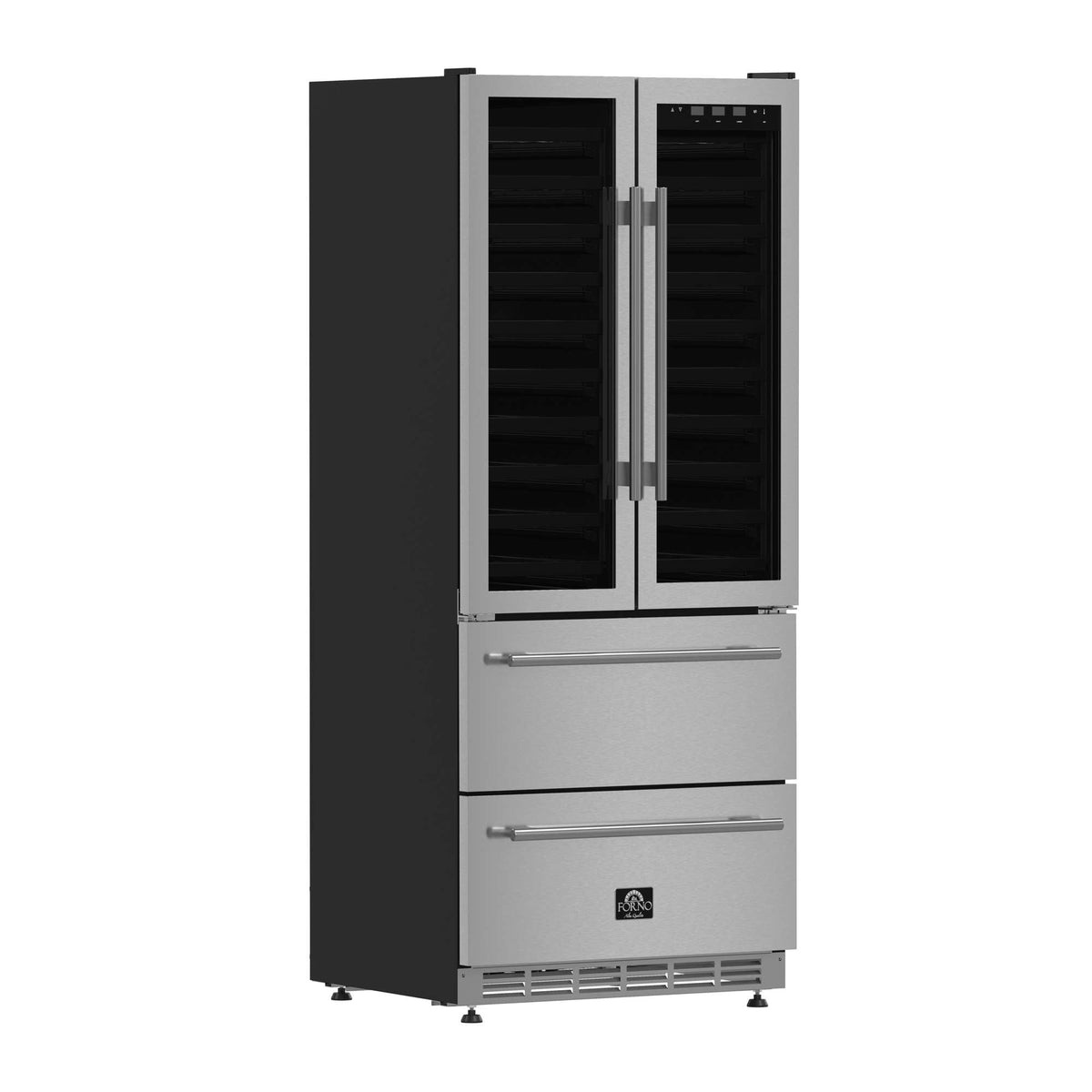 Forno Campania 32-Inch Wine Cooler, Stainless Steel, Dual Wine Zones, Two Beverage Drawers, 17.7 cu.ft - FWCDR6635-32S
