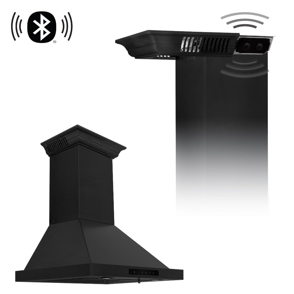 ZLINE CrownSound 42-inch range hood in black stainless steel BSKBNCRN-BT-42