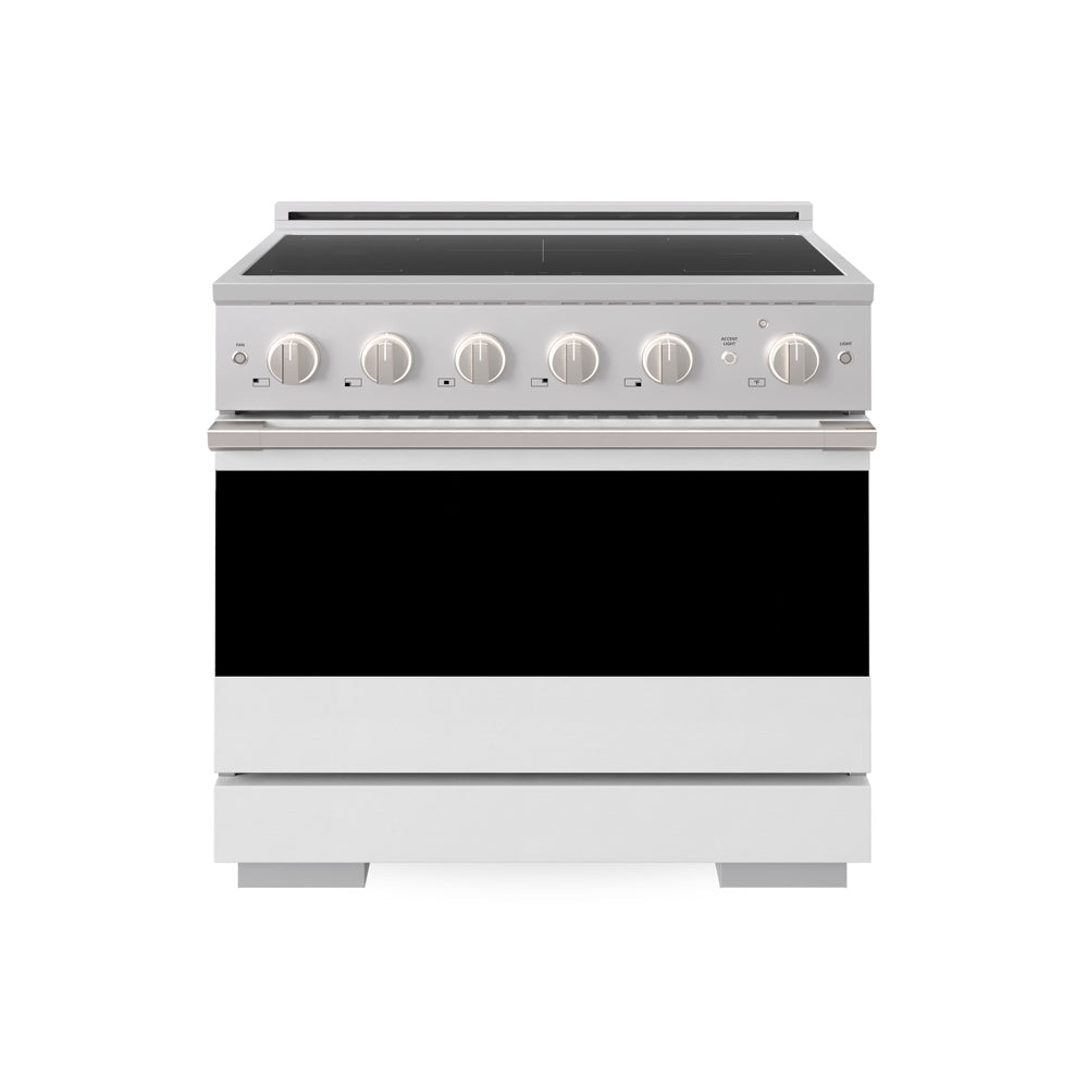 ZLINE Marino 36-inch range in stainless steel with white matte door MINR-WM-36