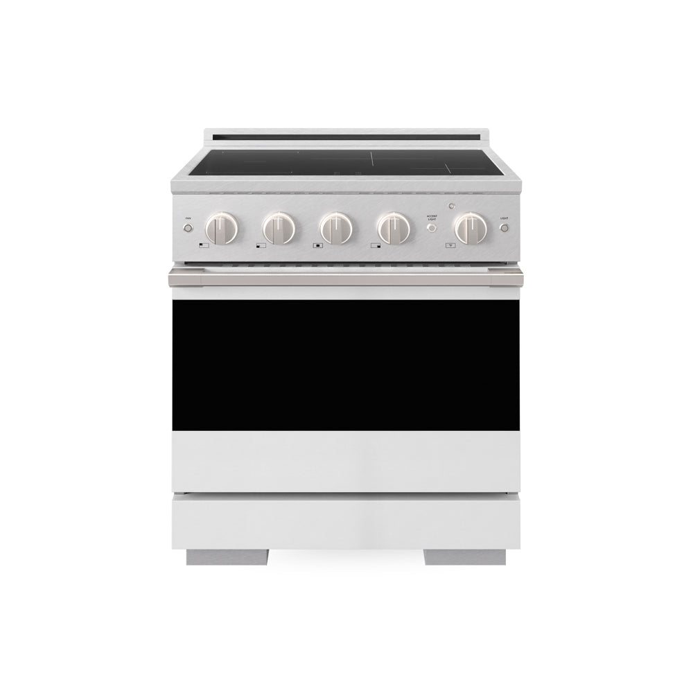 ZLINE Marino 30-inch range in satin stainless steel with white matte door MINRS-WM-30