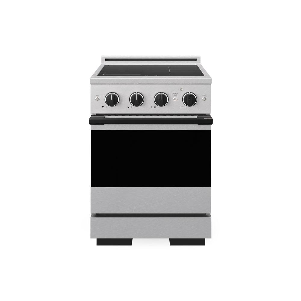ZLINE Autograph Edition Marino 24-inch range in satin stainless steel and matte black accents MINRSZ-24-MB