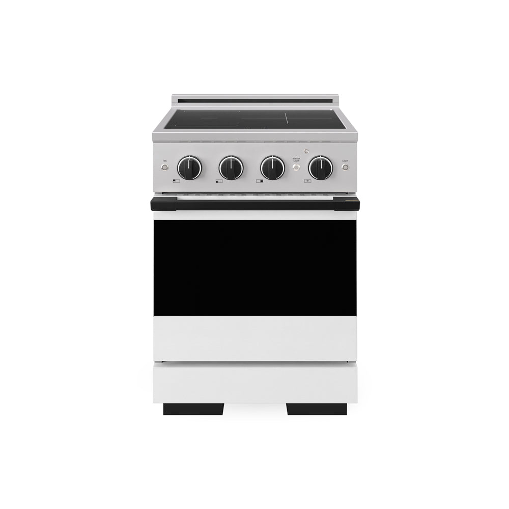 ZLINE Autograph Edition Marino 24-inch range in stainless steel with white matte door and matte black accents MINRZ-WM-24-MB