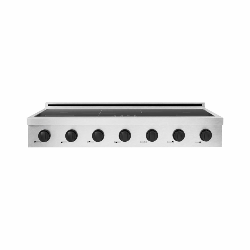 ZLINE Autograph Edition Paramount 48-inch rangetop in satin stainless steel and matte black accents SINRTSZ-48-MB