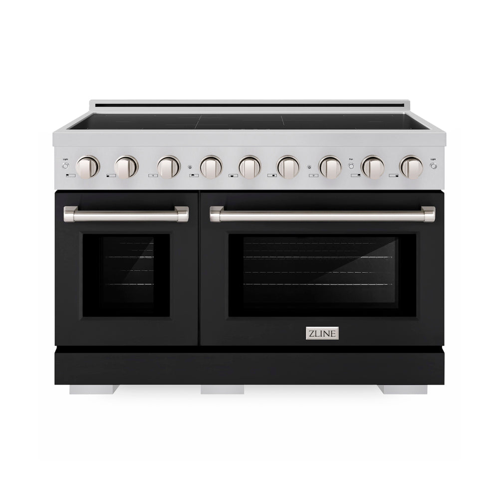 ZLINE Paramount 48-inch range in satin stainless steel with black matte door SINRS-BLM-48