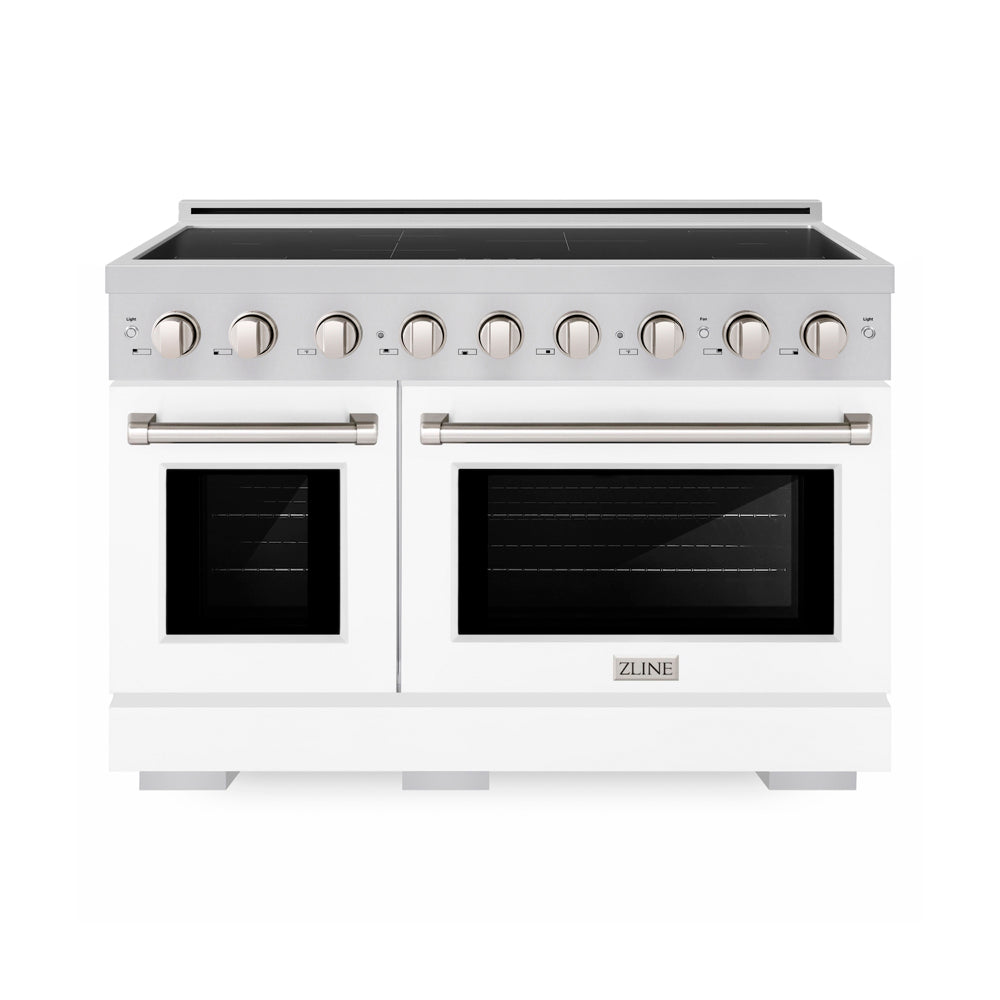 ZLINE Paramount 48-inch range in satin stainless steel with white matte door SINRS-WM-48
