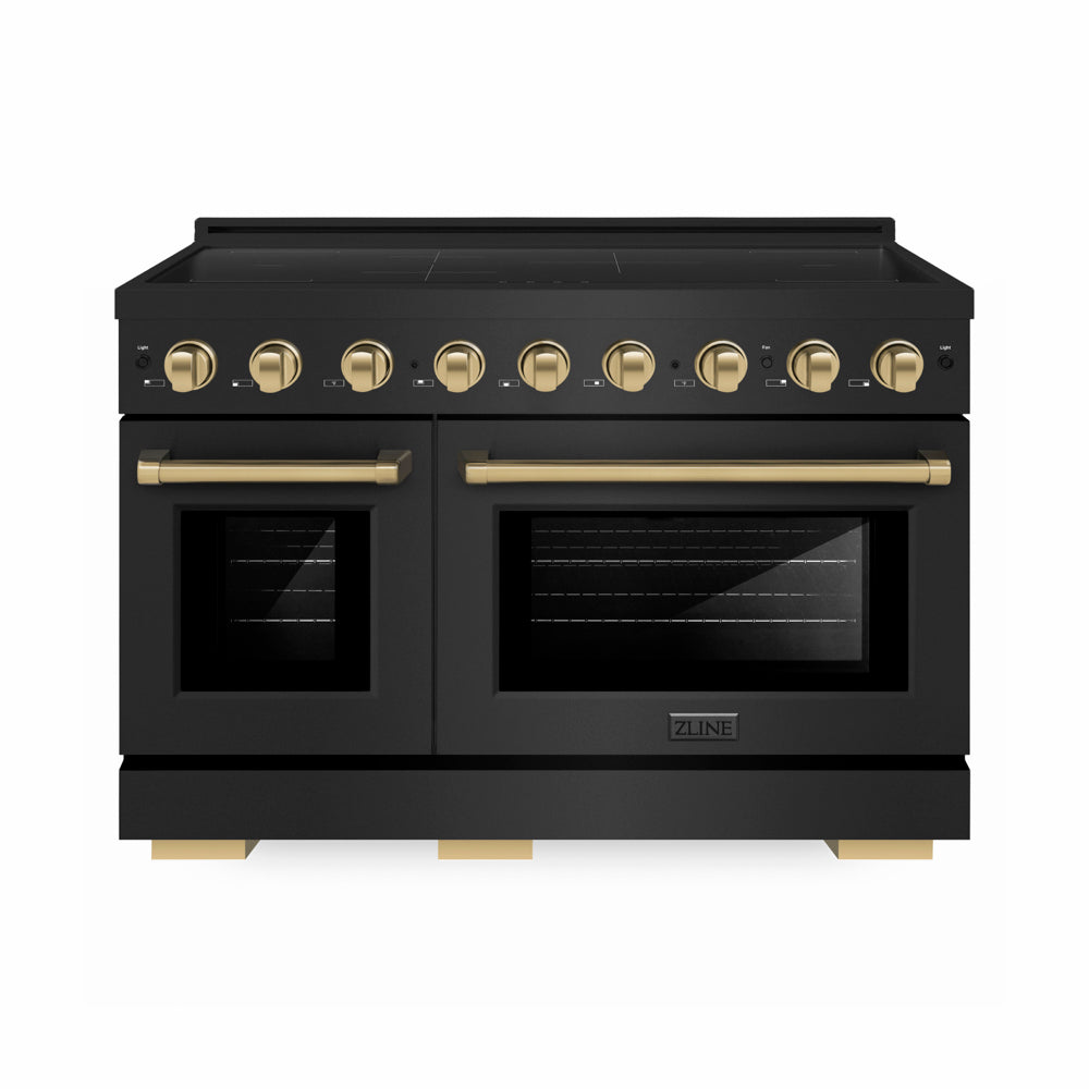 ZLINE Autograph Edition Paramount 48-inch range in black stainless steel and champagne bronze accents SINRBZ-48-CB