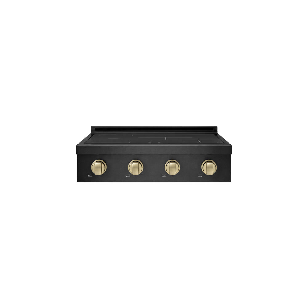 ZLINE Autograph Edition Paramount 30-inch rangetop in black stainless steel and champagne bronze accents SINRTBZ-30-CB