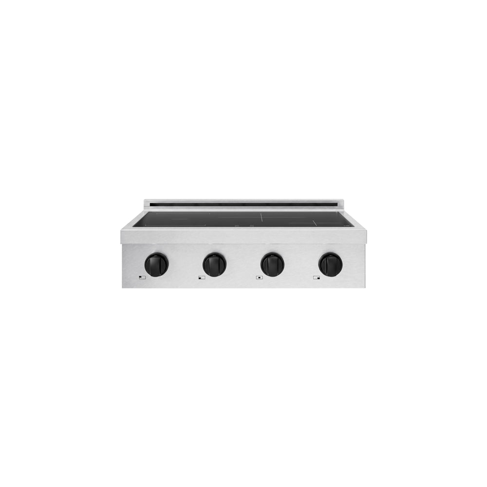 ZLINE Autograph Edition Paramount 30-inch rangetop in satin stainless steel and matte black accents SINRTSZ-30-MB