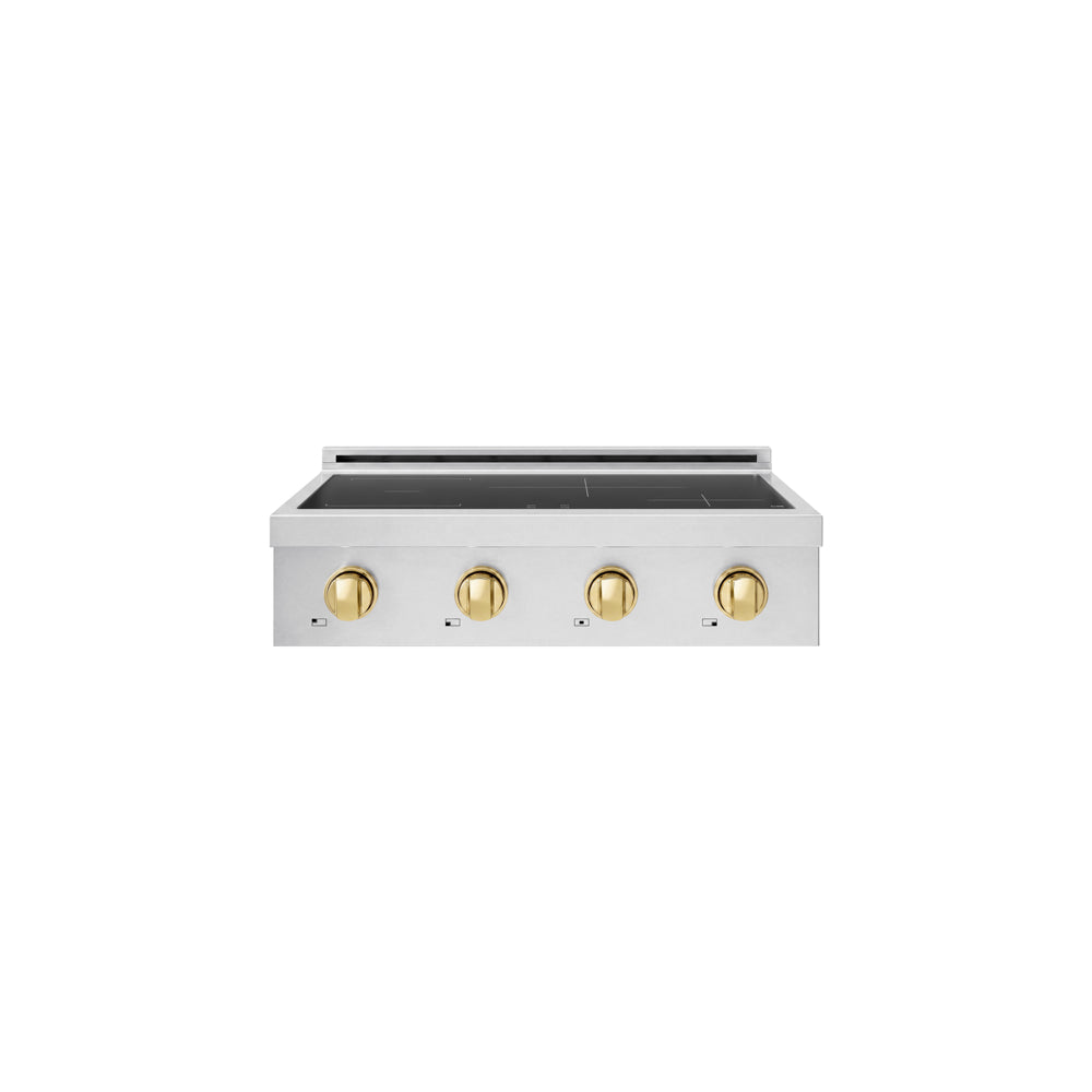 ZLINE Autograph Edition Paramount 30-inch rangetop in stainless steel and polished gold accents SINRTZ-30-G