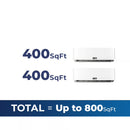 Sizing for ACiQ Extreme Series 18,000 BTU 2-Zone 22 SEER2 Wall Mounted Mini Split System - 9K + 9K