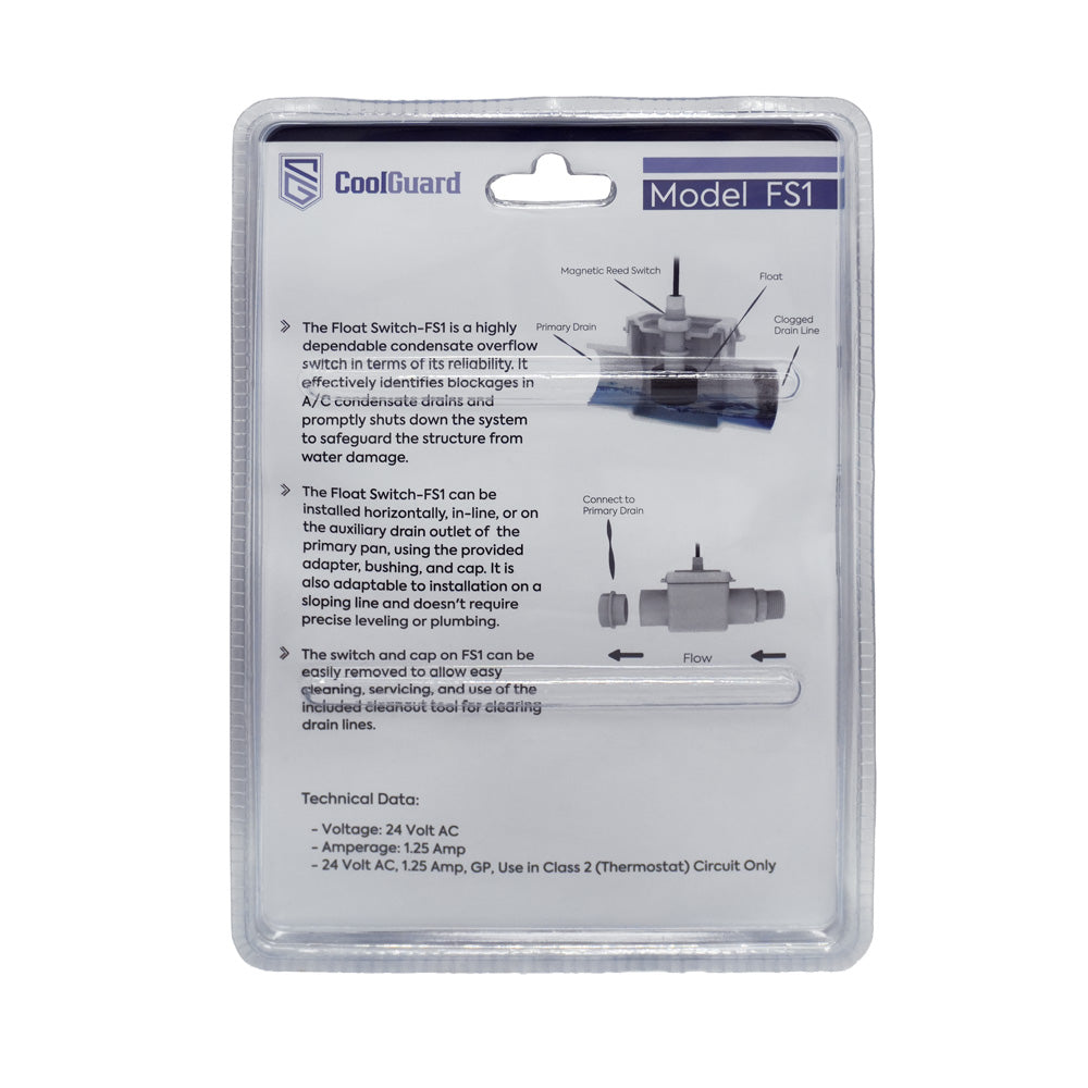 CoolGuard FS1 float switch with removable inspection cap