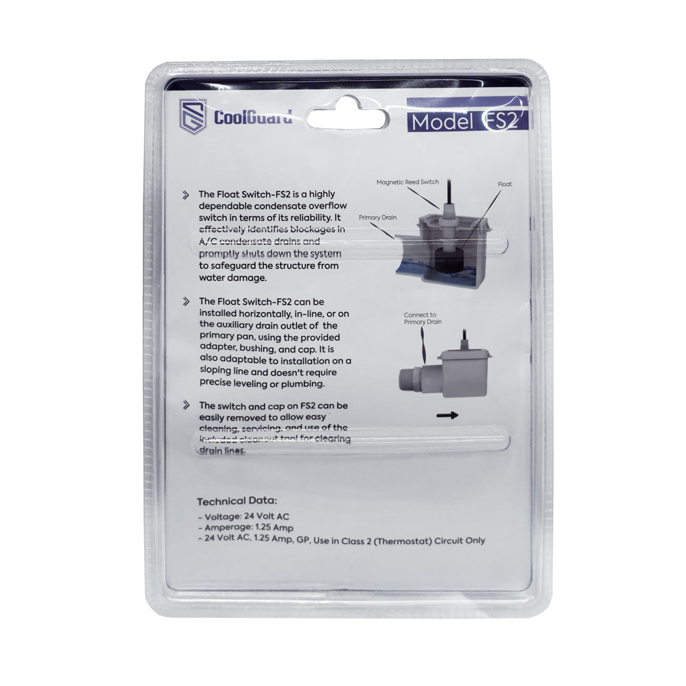CoolGuard FS2 float switch with adapter and bushing