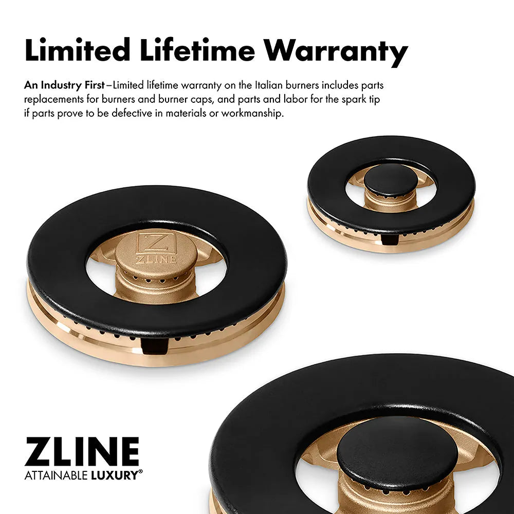 ZLINE Classic 30-inch rangetop in black stainless steel PCRTB-30, from above