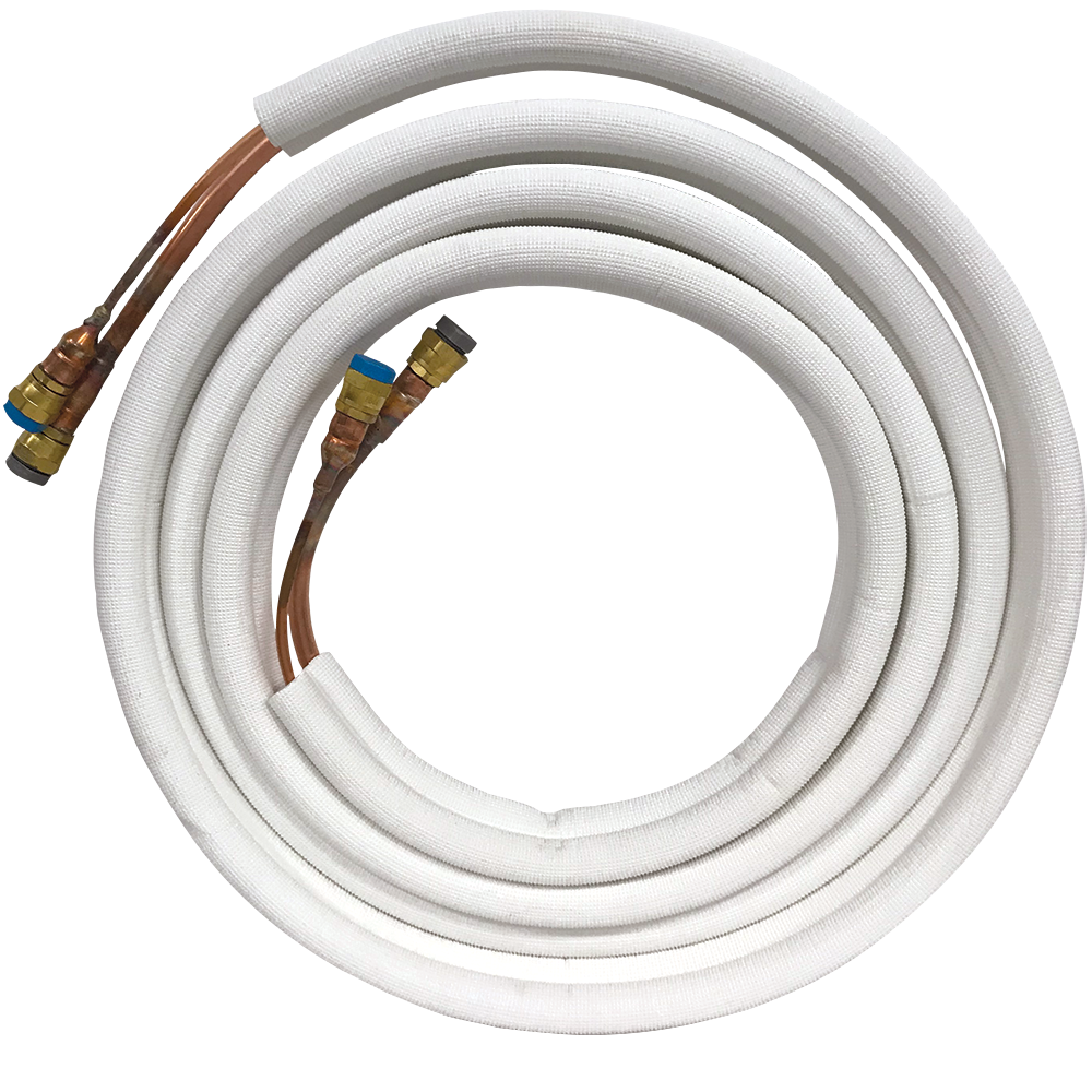 15' Quick Connect Line Set for 9k and 12k Indoor Units, 1/4 x 3/8 x 15ft with Condenser Coupler