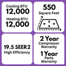 MRCOOL DIY 5th Gen Easy Pro 12K 12,000 BTU 19.5 SEER2 Ductless Mini Split Air Conditioner and Heat Pump - 115V
