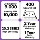 MRCOOL DIY 5th Gen Easy Pro 9K 9,000 BTU 20.2 SEER2 Ductless Mini Split Air Conditioner and Heat Pump - 115V