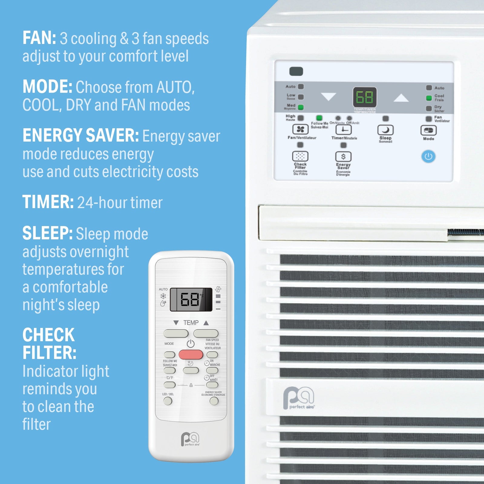 8,000 BTU 115V High-Efficiency Through-the-Wall Air Conditioner with Remote Control