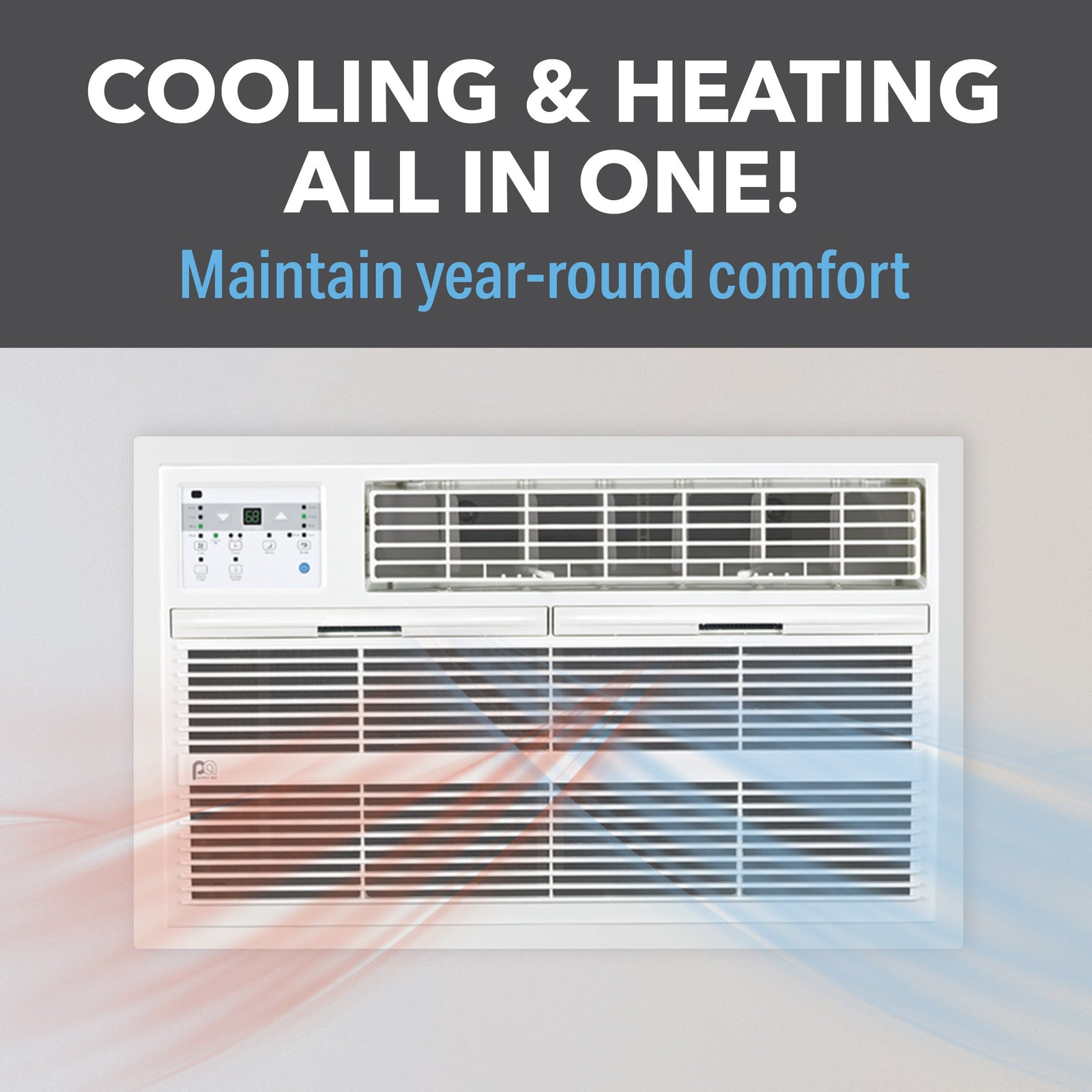 14,000 BTU 230V Through-the-Wall Air Conditioner with 10,600 BTU Electric Heater, Follow-Me Remote Control