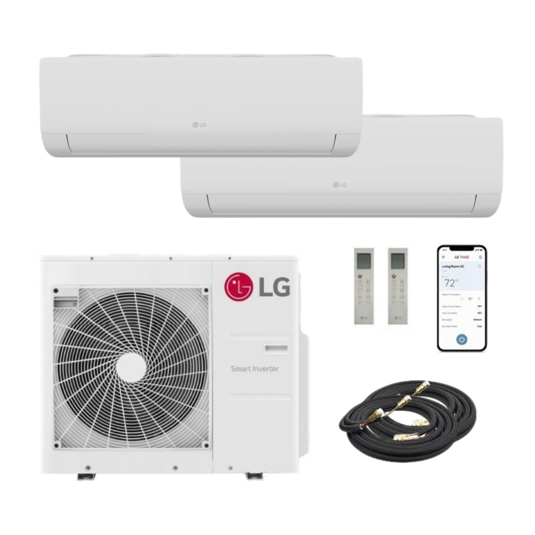 LG Multi F LGRED Multi-Zone 2-Zone 18,000 BTU 20 SEER2 (9K + 9K) Ductless Mini-Split Air Conditioner and Heat Pump