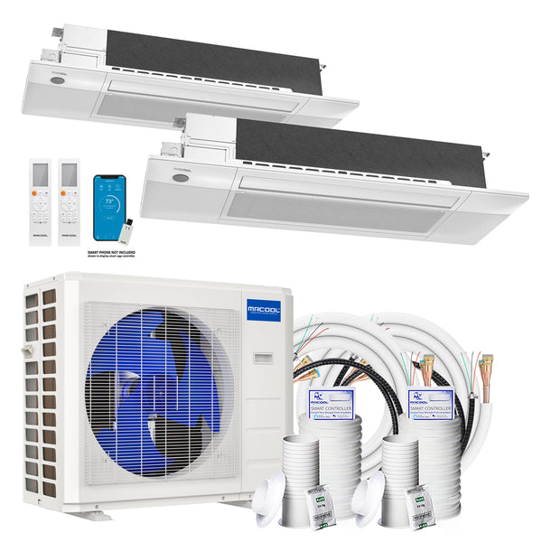 MRCOOL DIY 5th Gen Multi-Zone 2-Zone 18,000 BTU 24 SEER2 (6K + 6K) Ductless Mini-Split Air Conditioner and Heat Pump with Ceiling Cassettes