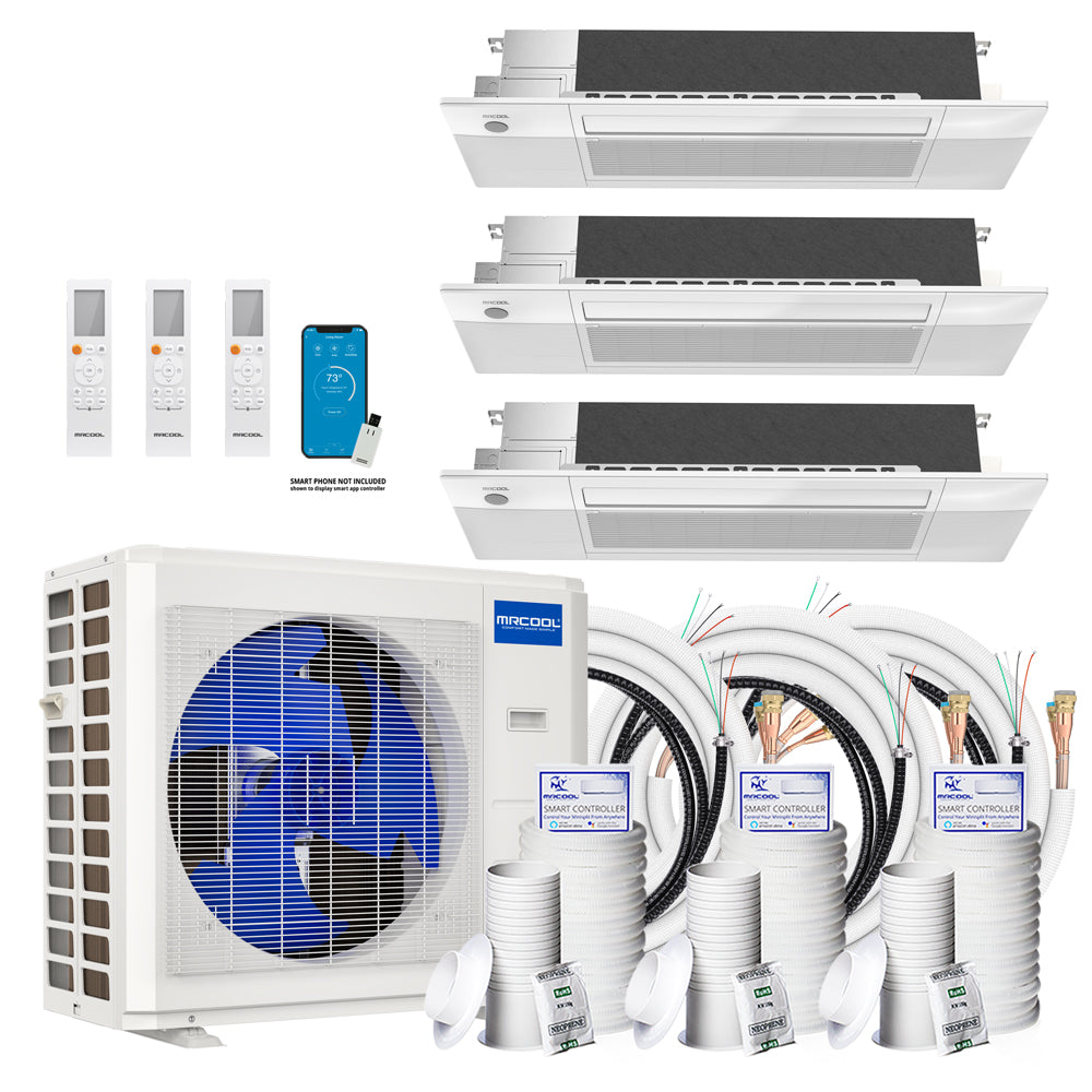 MRCOOL DIY 5th Gen Multi-Zone 3-Zone 36,000 BTU 23 SEER2 (6K + 6K + 18K) Ductless Mini-Split Air Conditioner and Heat Pump with Ceiling Cassettes