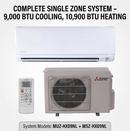Mitsubishi 9,000 BTU HX-Series 20 SEER2 Single Zone Wall Mount Mini Split Heat Pump System - R454B | 230V