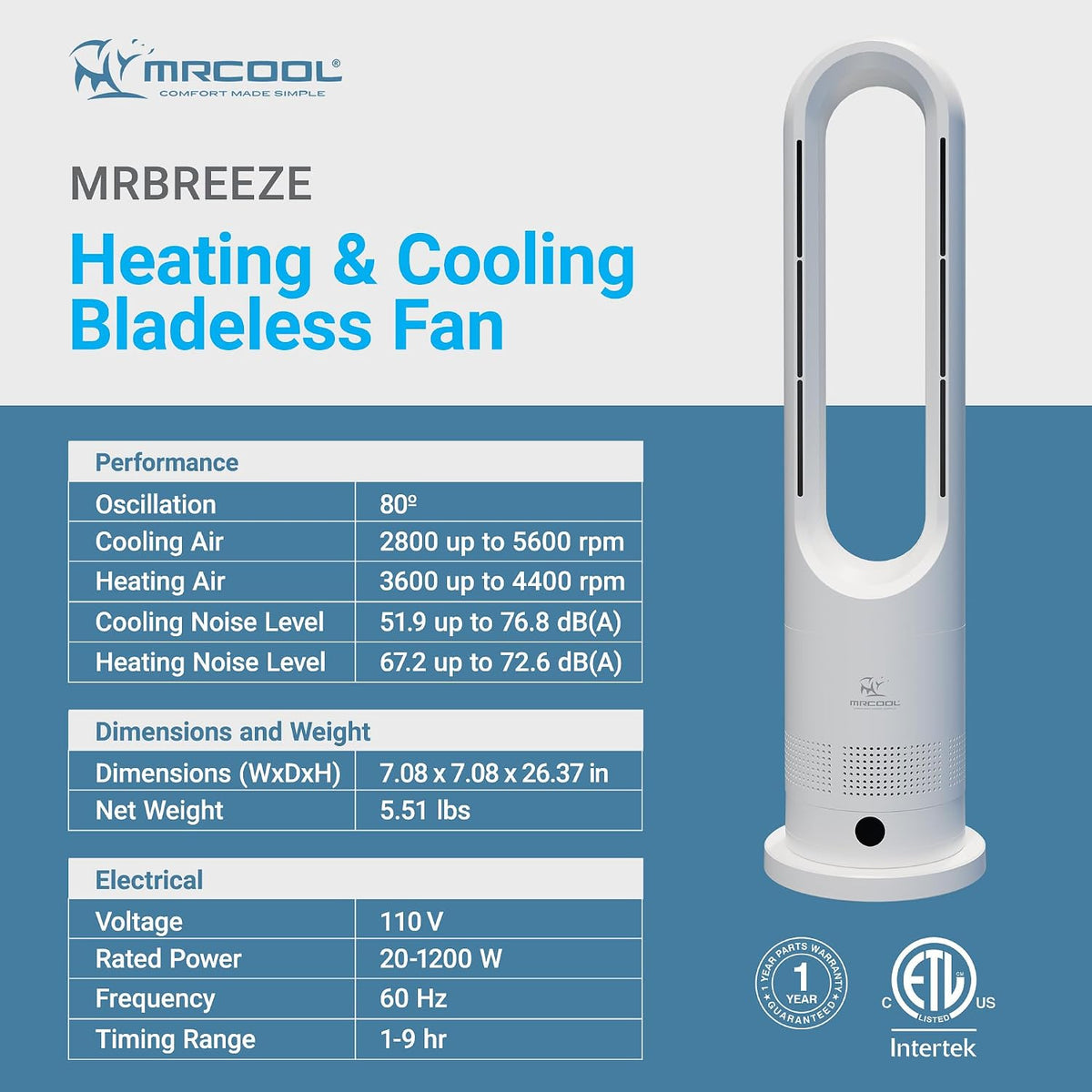 MRCOOL MRBREEZE Hot+Cool Bladeless Fan